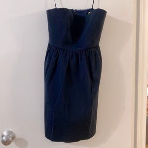 Strapless navy blue dress